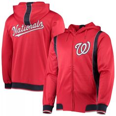 Мужская толстовка с молнией во всю длину, красно-темно-синяя команда Washington Nationals Team Stitches