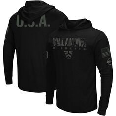 Мужская черная футболка с длинным рукавом с капюшоном Villanova Wildcats OHT Military Appreciation Colosseum