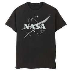 Мужская футболка с графическим логотипом NASA Simple Streaks And Stars Licensed Character, черный