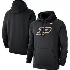 Мужской черный флисовый пуловер с капюшоном Purdue Boilermakers Primary Logo Club Nike