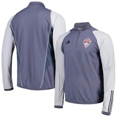 Мужская серая тренировочная футболка с молнией четверть на молнии Colorado Rapids 2023 On-Field AEROREADY adidas