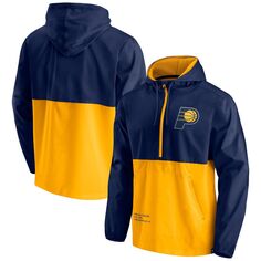 Мужской фирменный темно-синий/золотой анорак Indiana Pacers Anorak Block Party ветровка с капюшоном на молнии до половины Fanatics