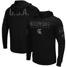 Мужская черная футболка с длинным рукавом и худи с капюшоном Michigan State Spartans OHT Military Appreciation Colosseum