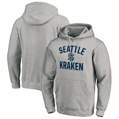 Мужской пуловер с капюшоном с логотипом Heather Grey Seattle Kraken Victory Arch Fanatics