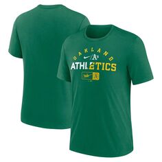 Мужская футболка Heather Green Oakland Athletics Rewind Review Slash Tri-Blend Nike