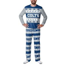 Мужской пижамный комплект FOCO Royal Indianapolis Colts Team Ugly пижамный комплект