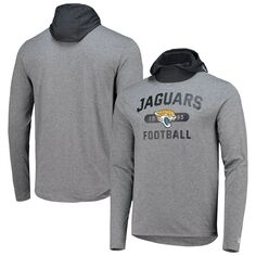 Мужская серая/черная футболка с капюшоном и длинным рукавом Jacksonville Jaguars Active Block New Era