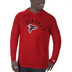 Мужская красная футболка с капюшоном и длинными рукавами реглан Atlanta Falcons Starter