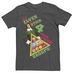 Мужская футболка Elf Buddy Four Main Food Group с надписью «Пирамида» и портретом Licensed Character