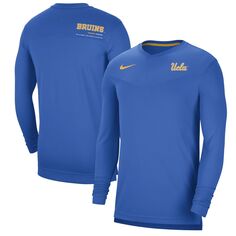 Мужская синяя футболка с длинным рукавом и v-образным вырезом UCLA Bruins Coach Performance Nike
