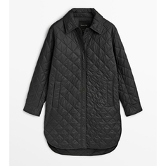 Куртка Massimo Dutti Long padded with snap buttons , черный