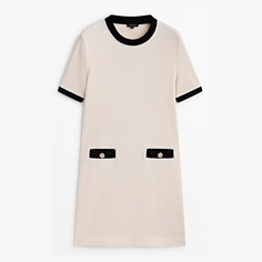 Платье Massimo Dutti Textured Short Knitted, кремовый/черный
