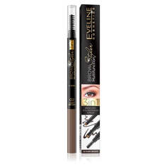 Eveline Cosmetics Brow Styler Многофункциональный карандаш для бровей 3 в 1 02 Темно-коричневый