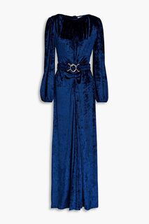 Платье макси Korin из мятого бархата с поясом RONNY KOBO, синий