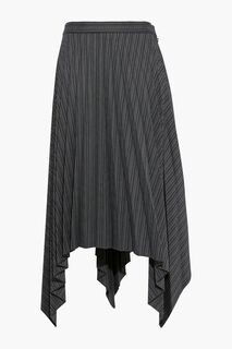 Юбка миди Ilsie асимметричного кроя из смесовой шерсти со складками ACNE STUDIOS, черный