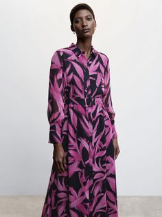Платье макси с поясом Mango Emilia, разноцветный