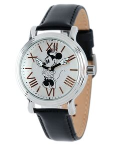 Женские блестящие серебряные винтажные часы из сплава Disney Minnie Mouse ewatchfactory, черный