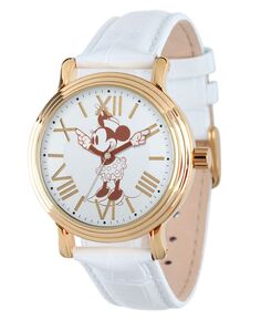 Женские блестящие золотые винтажные часы из сплава Disney Minnie Mouse ewatchfactory, белый