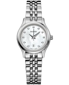 Женские швейцарские часы Beleganza Diamond (1/20 карата) из нержавеющей стали с браслетом, 28 мм Balmain, серебро