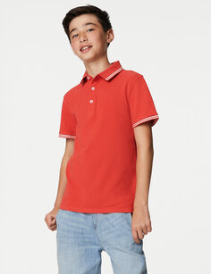 Рубашка-поло из чистого хлопка (6–16 лет) Marks &amp; Spencer