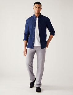 Только международные льняные брюки Marks &amp; Spencer, светло-серый