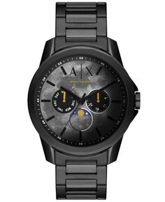 Мужские многофункциональные часы с фазой луны, черный браслет из нержавеющей стали, 44 мм Armani Exchange