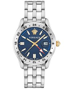 Мужские швейцарские часы Greca Time GMT с браслетом из нержавеющей стали, 41 мм Versace