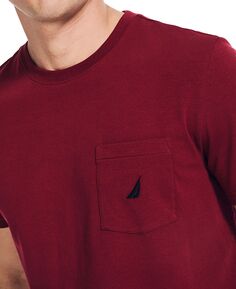 Мужская однотонная футболка классического кроя с круглым вырезом и карманами Nautica