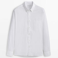 Рубашка Massimo Dutti Regular Fit Stretchy Cotton Blend With Pocket, белый