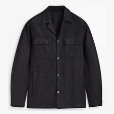 Куртка-рубашка Massimo Dutti Check Wool Blend, темно-синий