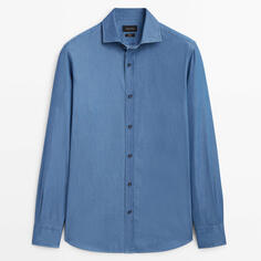 Джинсовая рубашка Massimo Dutti Slim Fit Bleach Wash, синий