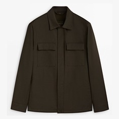 Куртка Massimo Dutti Micro Twill With Pockets, коричневый