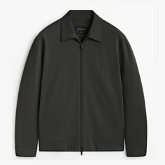 Куртка Massimo Dutti Cotton Blend Zip-up Co-ord, серо-зеленый