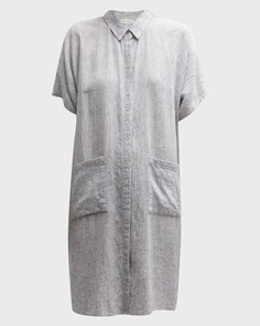 Платье-рубашка миди с короткими рукавами из меланжевой ткани Eileen Fisher