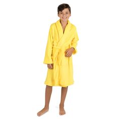 Детский флисовый халат Leveret с капюшоном, классический однотонный Leveret, желтый