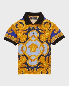 Рубашка поло с принтом Barocco для мальчиков, размеры 8–14 Versace