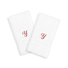Linum Home Textiles Red Script Denzi Single Letter Полотенца для рук с монограммой, 2 упаковки