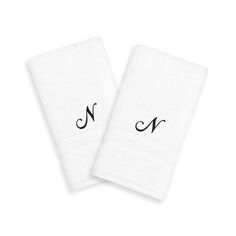 Linum Home Textiles Black Script Denzi Single Letter Полотенца для рук с монограммой, 2 упаковки