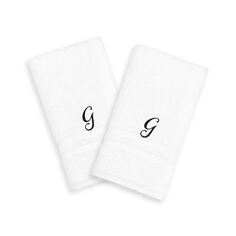 Linum Home Textiles Black Script Denzi Single Letter Полотенца для рук с монограммой, 2 упаковки