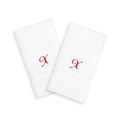 Linum Home Textiles Red Script Denzi Single Letter Полотенца для рук с монограммой, 2 упаковки
