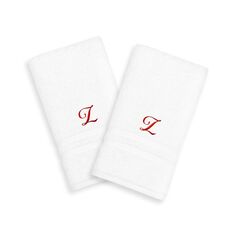 Linum Home Textiles Red Script Denzi Single Letter Полотенца для рук с монограммой, 2 упаковки