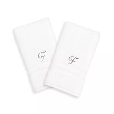 Linum Home Textiles Серебристые однобуквенные полотенца Denzi с монограммой, 2 упаковки