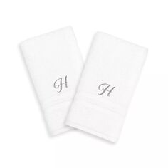 Linum Home Textiles Серебристые однобуквенные полотенца Denzi с монограммой, 2 упаковки