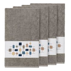 Linum Home Textiles Турецкий хлопок Khloe Набор банных полотенец с украшением, темно-серый