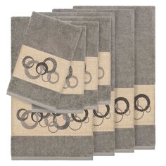 Linum Home Textiles Турецкий хлопок Набор украшенных полотенец Annabelle из 8 предметов, темно-серый
