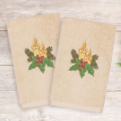 Linum Текстиль для дома Рождественские 2 упаковки свечей Роскошные турецкие хлопковые полотенца с вышивкой для рук