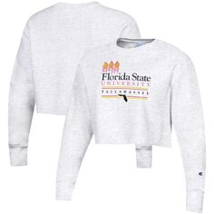 Женский укороченный пуловер с обратным переплетением Champion, серый укороченный пуловер Florida State Seminoles Beach Club Champion