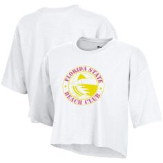 Укороченная футболка женского клуба Champion White Florida State Seminoles Beach Club Champion