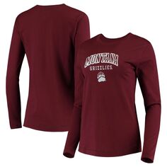 Женская футболка с длинным рукавом и логотипом Champion Maroon Montana Grizzlies University Arch Champion