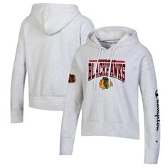 Женский пуловер с худи обратного переплетения Champion Heathered Chicago Chicago Blackhawks Champion